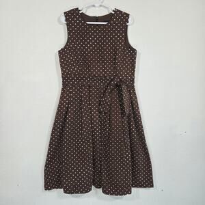 Mini Boden Brown Polka Dot Girls Dress. Size 7-8